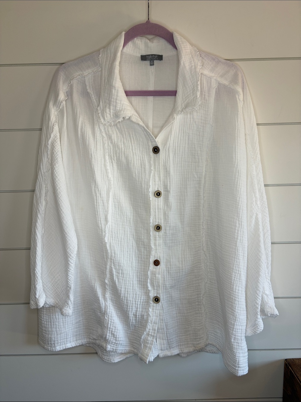 Habitat White Gauze Shirt with Black Label Size XL
